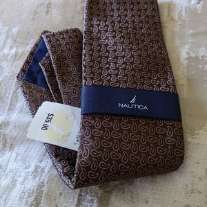 🤎💙 NAUTICA MEN'S CHOCOLATE BROWN/BLUE SEYMOUR PINE CLASSIC SLIM NECKTIE